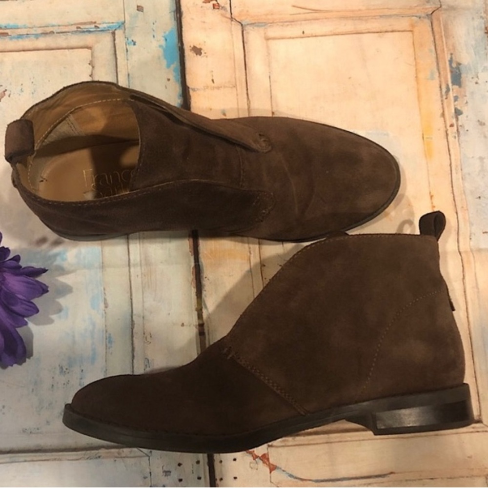 Franco Sarto suede slip on ankle boots, size 7, brown, great condition, comfy